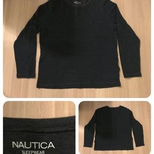 Men’s Nautica Pullover Long Sleeve Shirt L Lounge Pajama PJ Mens Large